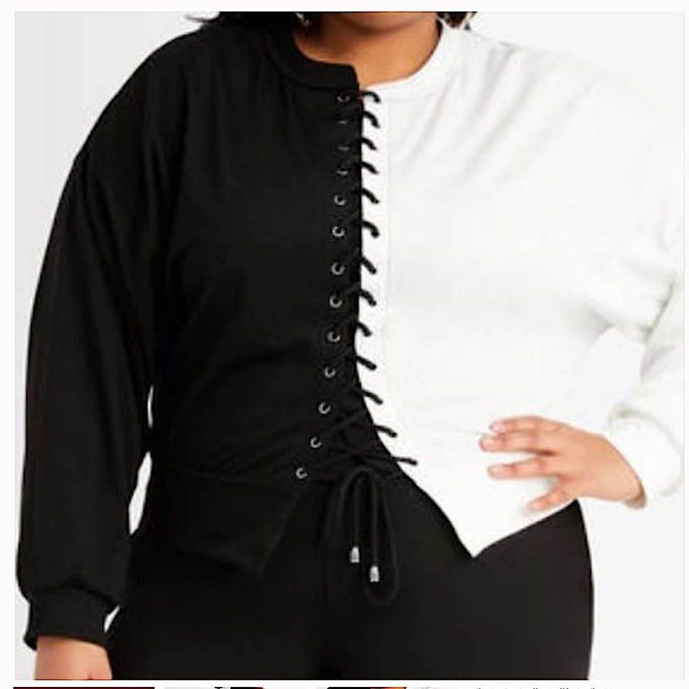 Colorblock Top Black and White